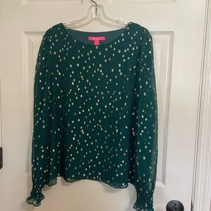 Lilly Pulitzer Teal and Gold Blouse